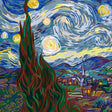 Starry Night Paint by Numbers Kit - close-up detail of brushstrokes
