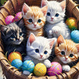 Basket of Kittens Paint by Numbers Kit - close-up detail of brushstrokes