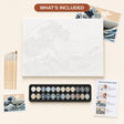 The Great Wave Off Kanagawa Paint by Numbers Kit - what's included in the kit