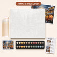 Snowy Christmas Market Paint by Numbers Kit - what's included in the kit