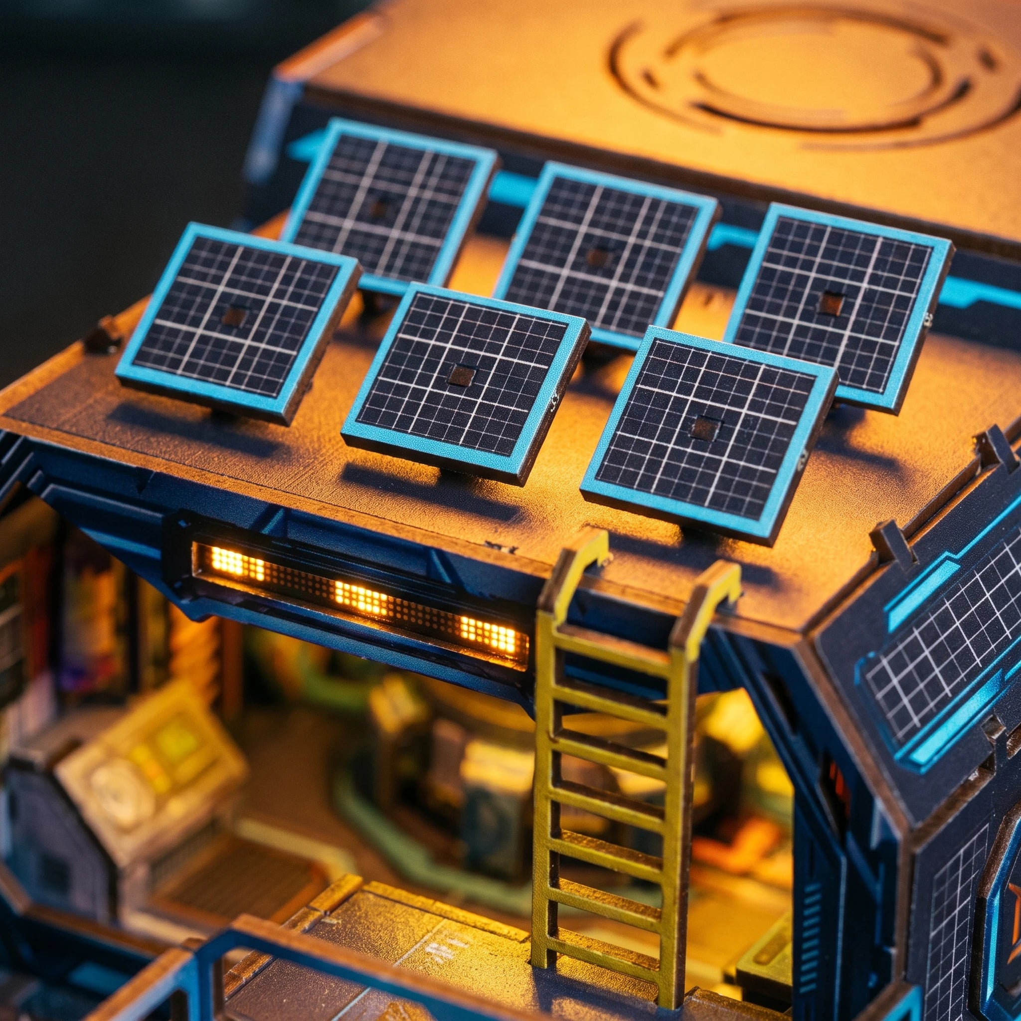 Roof detail: solar panel deck and maintenance ladder
