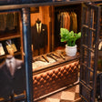 The Tailor's Atelier counter and workbench with tiny wooden tools and printed details