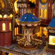 Macro of the chain carousel with star canopy and tiny biplanes