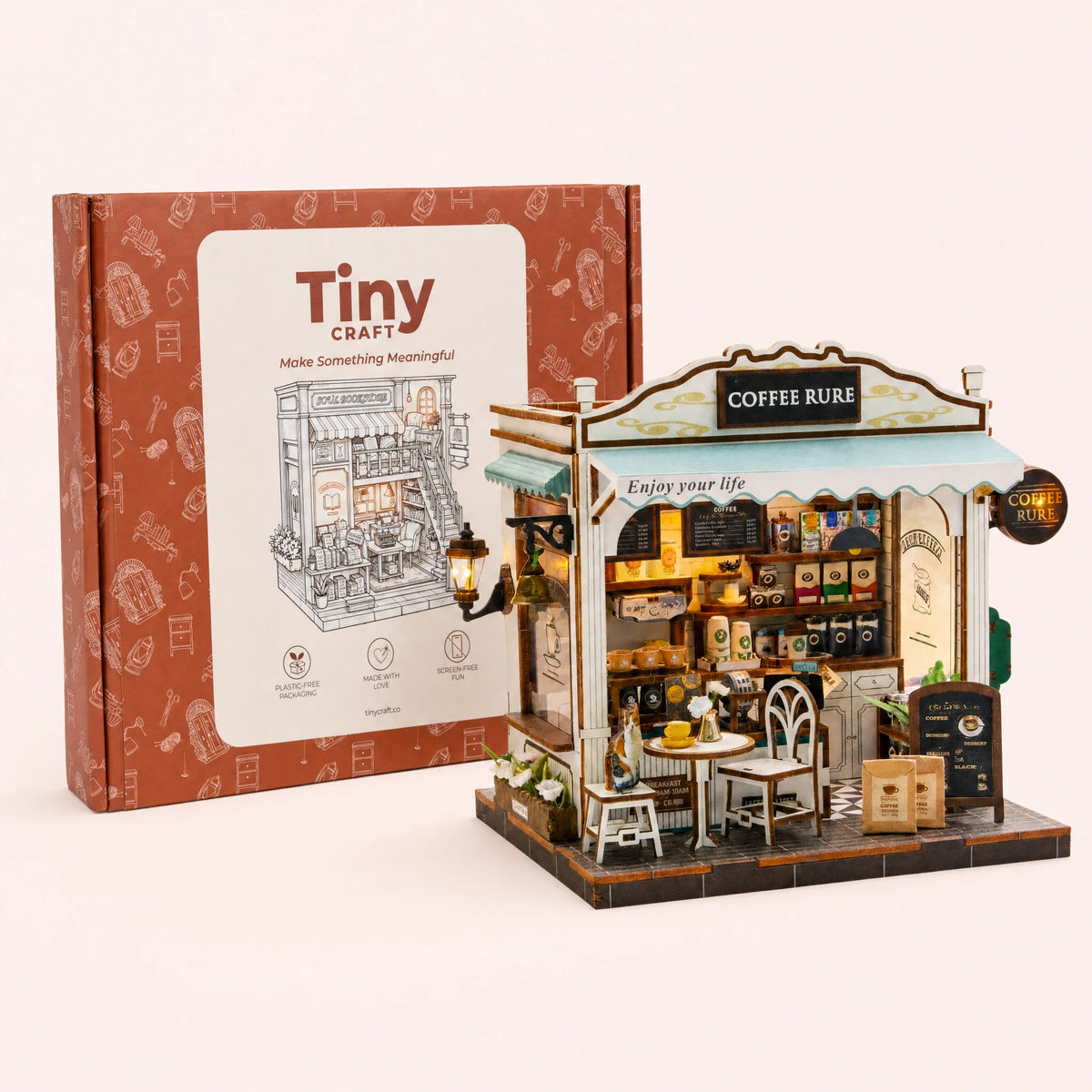 The Coffee Stop finished kit with its TinyCraft gift box