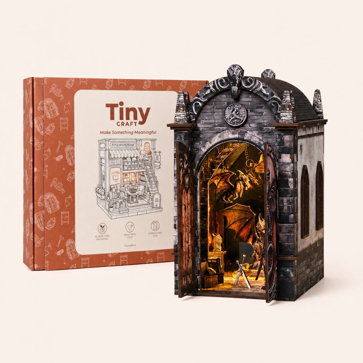 The Dragon's Keep finished kit with its TinyCraft gift box