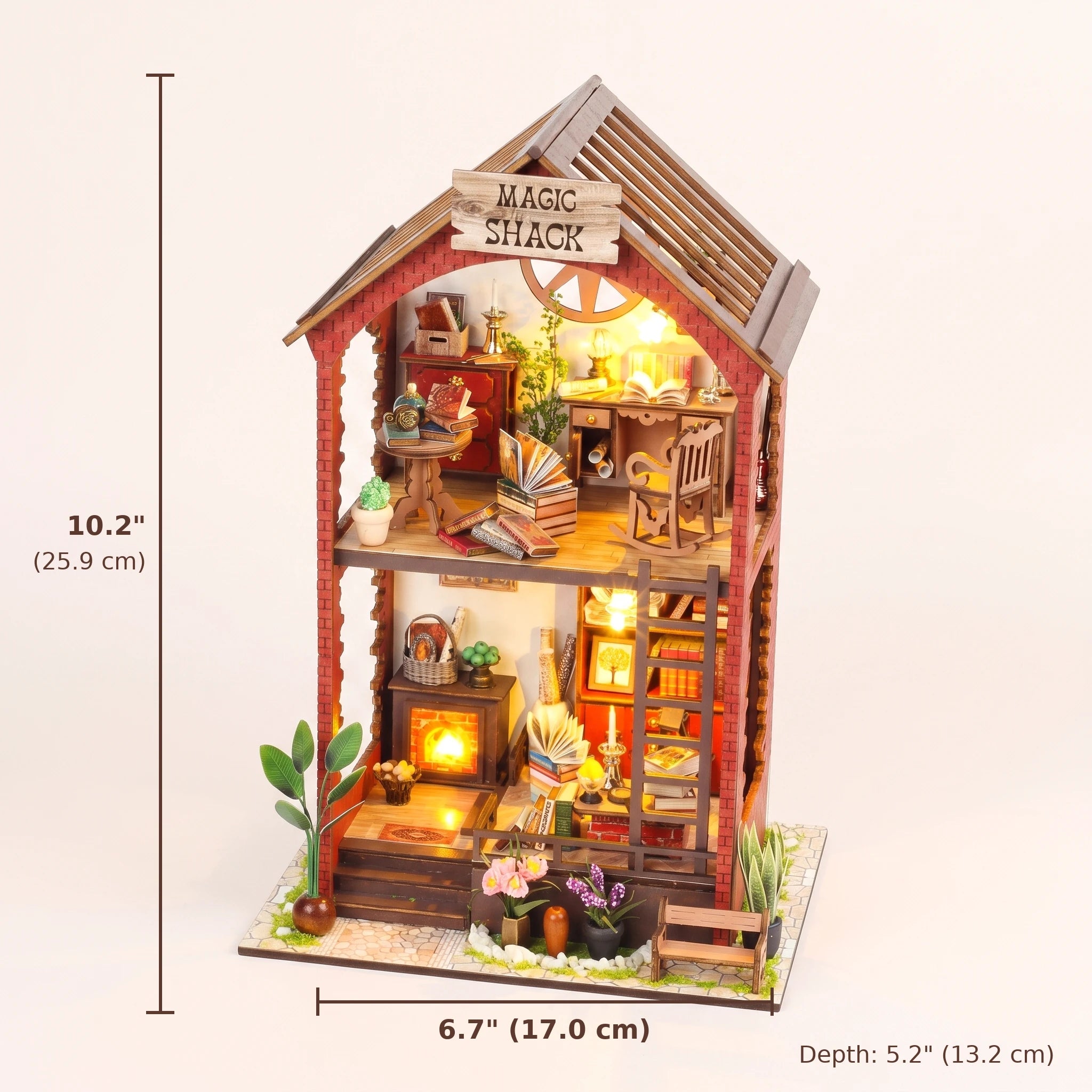 The Ember Loft assembled size: 10.2 x 6.7 x 5.2 inches (26 x 17 x 13.2 cm)