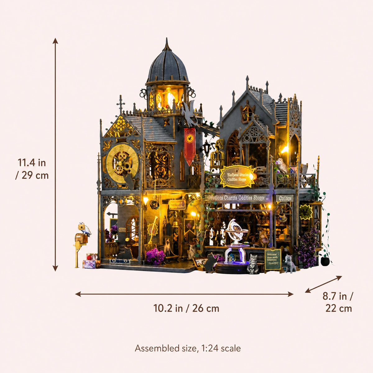 The Enchanted Castle assembled size: 11.4 x 10.2 x 8.7 inches (29 x 26 x 22 cm)