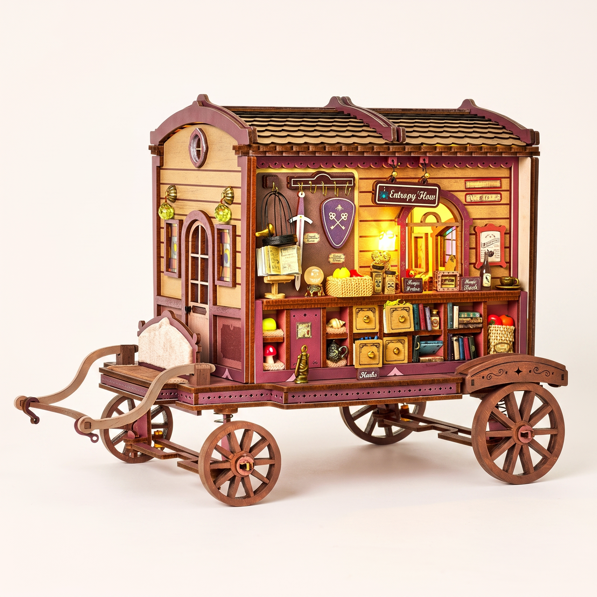 The Fortune Wagon DIY miniature kit on a pale blush background