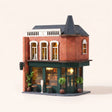 The Gaslight Restaurant DIY miniature kit, assembled with LED lights on
