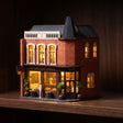 The Gaslight Restaurant glowing on a walnut shelf at night