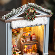 Roofline detail: snowy garland and bell wreath