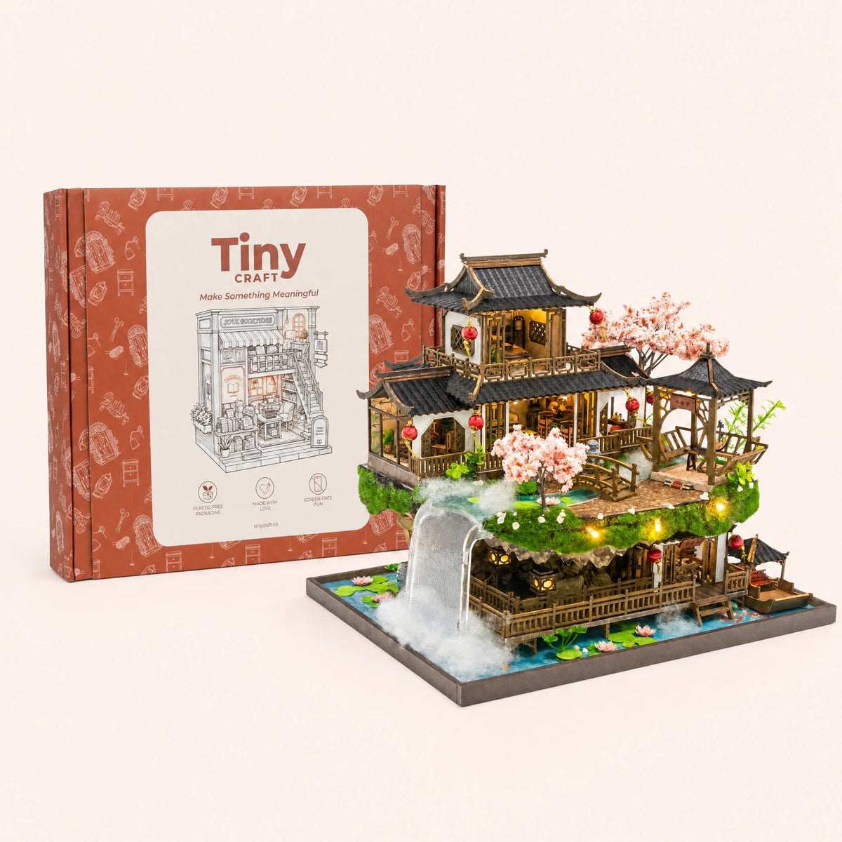 The Lotus Pavilion finished kit with its TinyCraft gift box