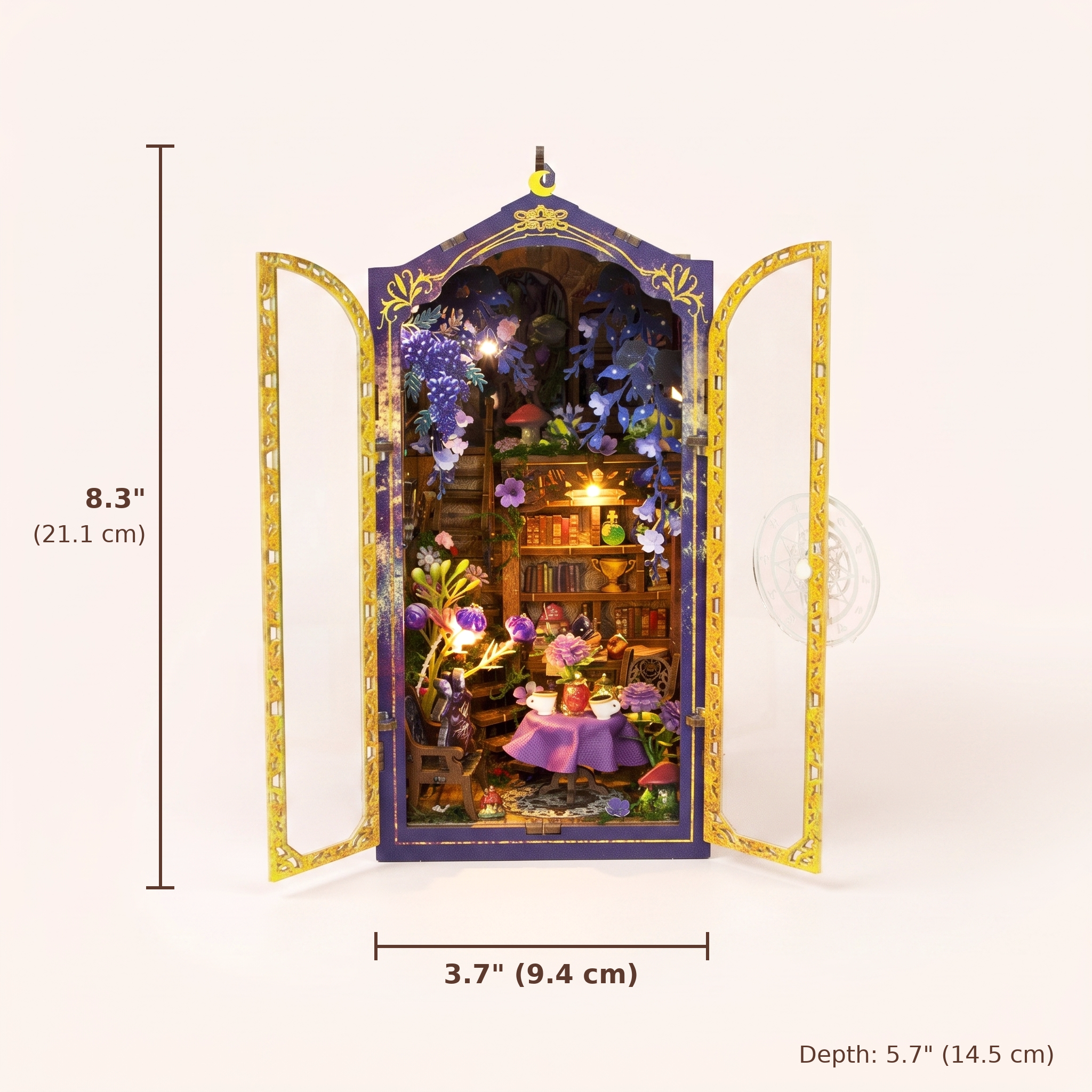 The Midnight Garden assembled size: 8.3 x 3.7 x 5.7 inches (21.1 x 9.4 x 14.5 cm)