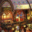 Close up of the upstairs waiting room in The Midnight Platform book nook