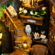 Staircase and snowy owl detail of The Moonlit Brew miniature kit