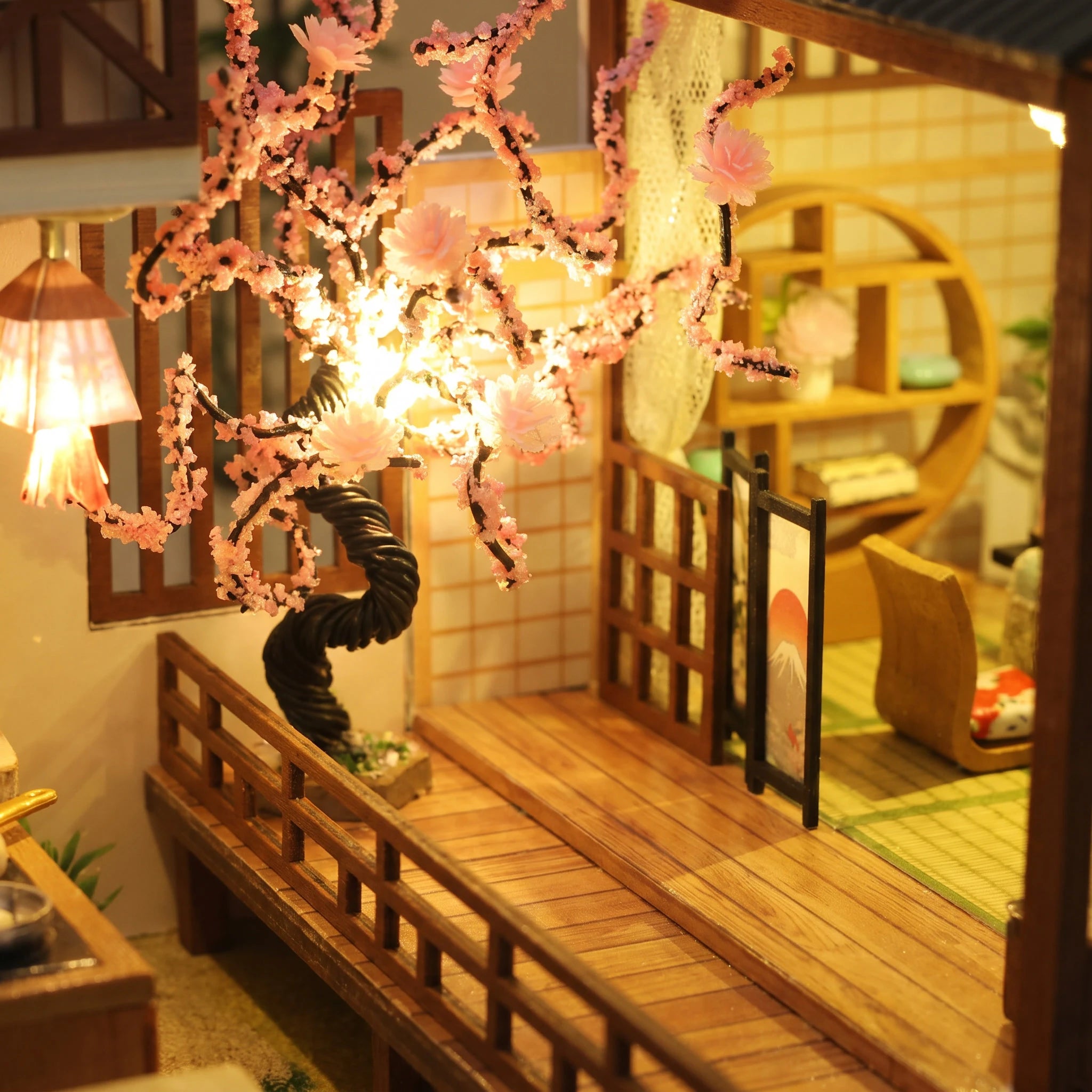 Close-up of the blossom tree over the walkway in The Shogun's Garden