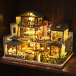 The Shogun's Garden glowing on a walnut shelf at night