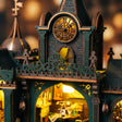 Brass clock tower detail of The Sleuth Society