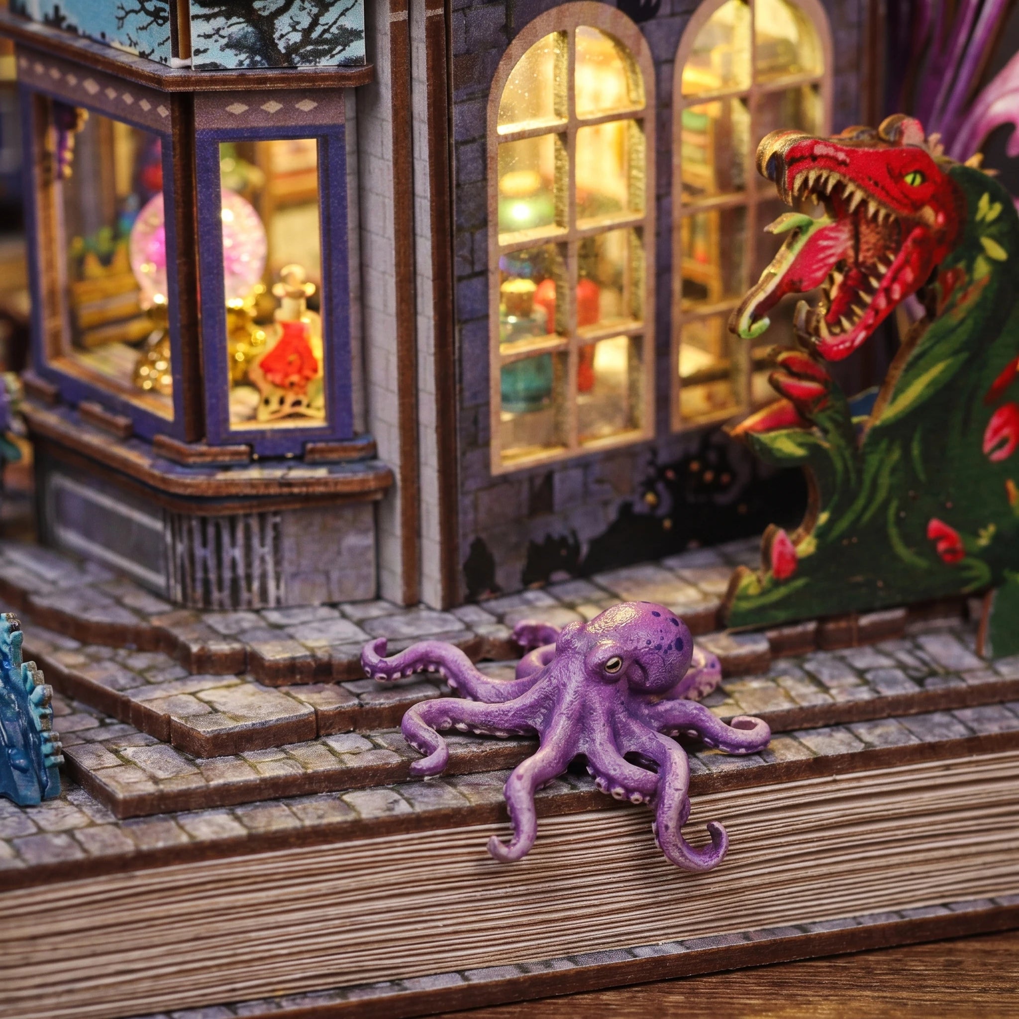 Octopus on the cobbled steps of The Storybook Bazaar