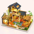 The Swan Garden DIY miniature Japanese villa kit, LED lights on