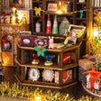 Shop counter detail with cake stands and wrapped gifts